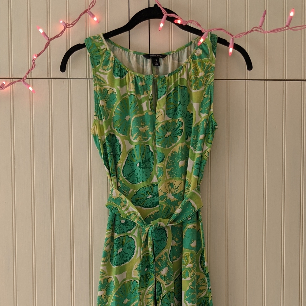 Lands End womens sleeveless dress lemon lime 2-4